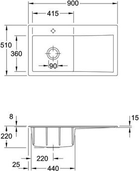 V&B Spüle SUBWAY STYLE 50 900x510mm Be li Handbet. stone