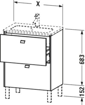 Duravit WT-Unterbau BRIOSO COMPACT Griffe Frontfarbe 683x620x389mm bas matt