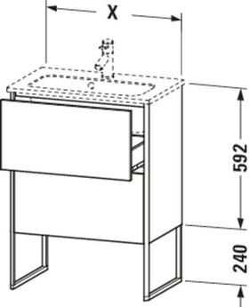 Duravit Waschtischunterbau XSQUARE 610x831x388mm 2 Au we sdm ES NB mitte