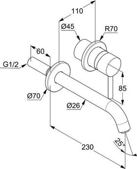 Kludi Waschtisch-Einhandmischer BOZZ UP 2L Ausldg Wandauslauf 230mm ma-sw