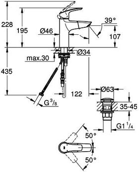 Grohe EH-WTbatt EUROSMART 1/2Zoll M-Size auszb Auslauf chr