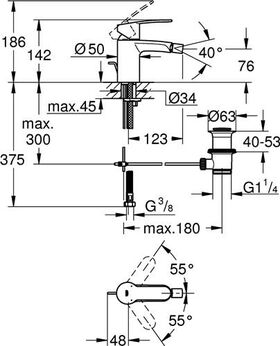 Grohe Einhand-Bidetbatterie EUROSTYLE C 1/2Zoll chr