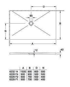 V&B Duschwanne SUBWAY INFINITY R-eck mit Antirutsch 900x750x40mm we