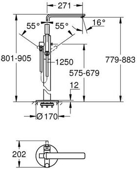 Grohe Einhand-Wannenbatterie LINEARE 1/2Zoll Bod. ha graph gebü