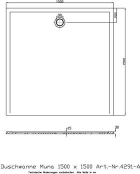 Hoesch Duschwanne S MUNA 1500x1500x30mm weiß