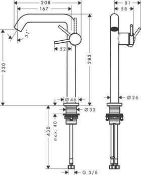 HG Einhebel-Waschtischmischer Tecturis S Fine CooStart Ausl 167mm o AG mattweiß