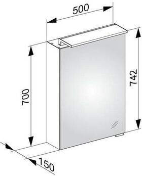 Keuco Spiegelschrank ROYAL L1 Vorb 500x742x150mm Ans li 1 Schubk . A++