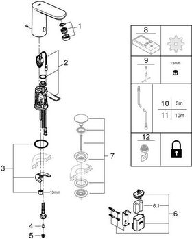 Grohe Infrarot-Elektronik EUROSMART CE M-Size, ohne Mischung 6 V Batterie chrom