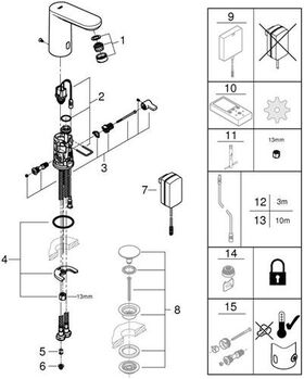 Grohe Infrarot-Elektronik EUROSMART CE M-Size, Mischung, 230 V chrom