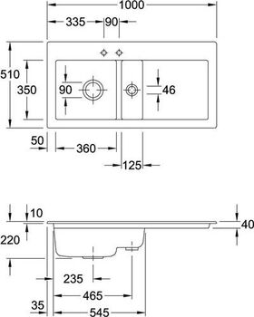 V&B Spüle SUBWAY 45 780x510mm Be li Exzent. stone