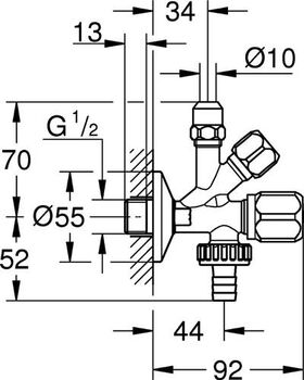 Grohe WAS Kombi-Eckventil 1/2" Schubros d= 55mm n selbstd chr