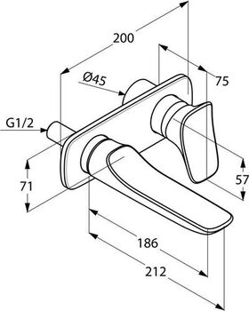 Kludi Zweiloch-Einhandmischer AMBA UP WT Ausladung Wandauslauf 186mm chr