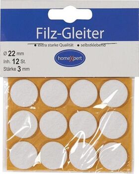 Filzgleiter 22mm Filz weiß selbstkl.12 St./SB-Karte