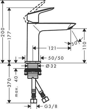 HG Einhebel-Waschtischmischer 110 LOGIS mit PushOpen Ablaufgarnitur chrom