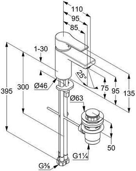 Kludi Waschtisch-Einhandmischer ZENTA SL DN 15 f drucklose Speicher chr