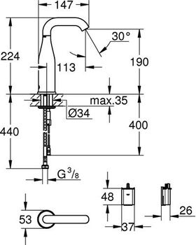 Grohe Infrarot-Elektronik ESSENCE E 1/2Zoll o Mischung 6 V Batt chr