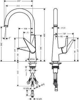 HG Einhebel-Spültischmischer 260 TALIS S DN 15 m Schw-ausl f of. WWBer. chrom