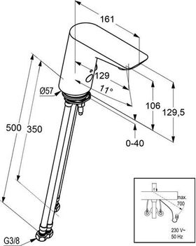 Kludi Waschtischarmatur BALANCE E DN 15 el. f druckl Speicher 230 V Netz c