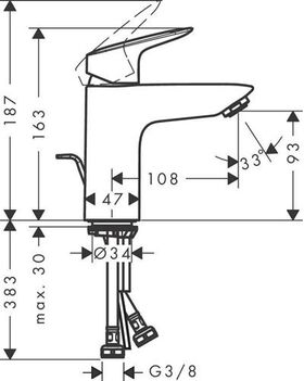 HG Einhebel-Waschtischmischer 100 LOGIS DN 15 m ZAG G 1 1/4Zoll mattschwarz