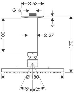 HG Kopfbrause RAINDANCE S 180 AIR 1jet DN 15, mit Deckenanschluss 100mm chrom