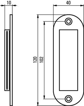 Schiebetürmuschel Alu.schwarz pulv.ov.2xD.5mm L.120mm B.40mm HERMETA