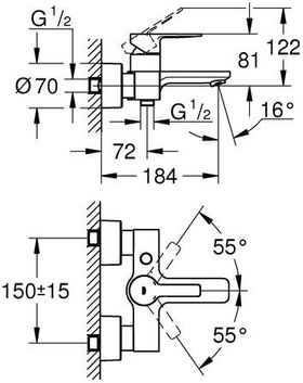 Grohe Einhand-Wannenbatterie LINEARE 1/2Zoll ha graph gebü