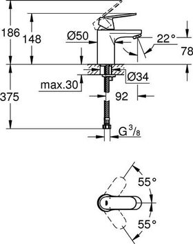 Grohe EH-WTbatt EUROSMART C 1/2Zoll S-Size glatter Körper chr