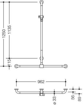 Hewi Duschhandlauf SERIE 801 se 1250mm waagerecht 962mm lichtgrau