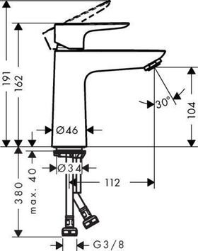 HG EH-WT-MI TALIS E 110 ohne Ablaufgarnitur mattweiß