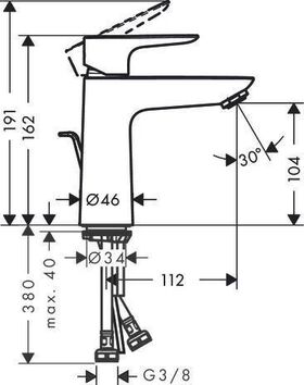 HG EH-WT-MI TALIS E 110 LowFlow m Ablaufgarnitur G 1 1/4Zoll chrom