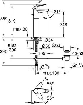 Grohe EH-WTbatt EURODISC C DN 15 f freist. Waschschüsseln chr