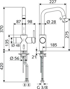 Schell Elektronische Küchenarmatur GRANDIS E, HD M-wasser o Stromversorgung