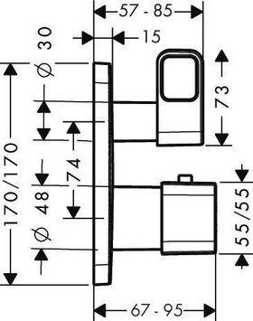 Thermostat AXOR URQUIOLA UP m Abstellventil stainless steel optic