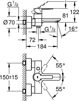 Grohe Einhand-Wannenbatterie LINEARE 1/2Zoll su-st