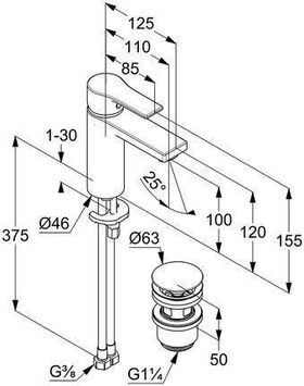 Kludi Waschtisch-Einhandmischer ZENTA SL DN 15 chr