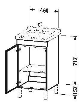 Duravit Waschtischunterbau L-CUBE 447x460x712mm Ans rechts betongrau matt