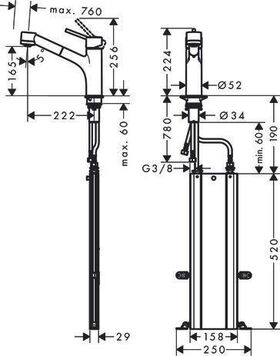 HG Einhebel-Spültischmischer 170 TALIS S DN 15, mit sBox, Ausziehbrause chrom