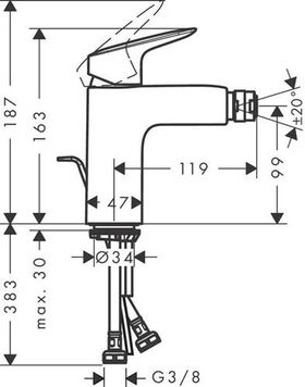 HG Einhebel-Bidetmischer 100 LOGIS DN 15 m ZAG G 1 1/4Zoll mattschwarz