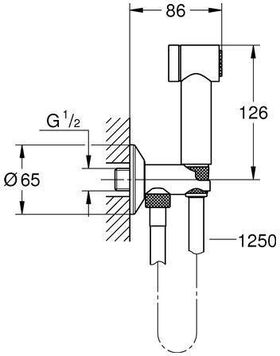 GROHE Wandhalterset Sena Trigger 35 Brauseschlauch 1250mm chr