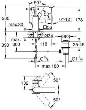 Grohe Einhand-Waschtischbatterie ALLURE 1/2Zoll M-Size ha graph