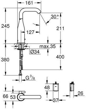 Grohe Infrarot-Elektronik ESSENCE E 1/2Zoll m Misch. 6 V Batterie ha graph