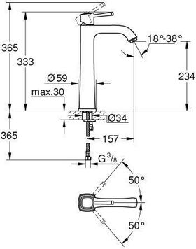 Grohe EH-WTbatt GRANDERA LSize f freist. Waschschüsseln chrom