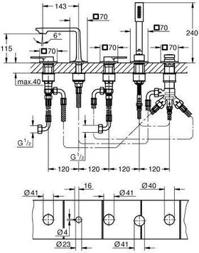 GROHE 5-L-Wannen-Kombination Allure 25221_1 Hebelgriffe chr