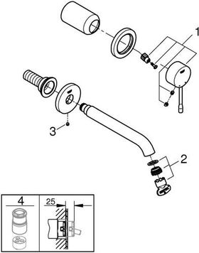 Grohe 2-Loch-Waschtischbatterie ESSENCE Ausladung 183mm supersteel