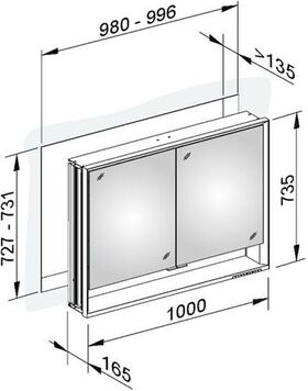 Keuco Spiegelschrank ROYAL LUMOS 1000x735x165mm sil-gebz-elo A++