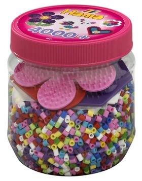 HAMA Dose pink+farbige Platten 4000Stück