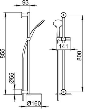 Keuco Brause-Set IXMO mit Ablage vc sw-gr