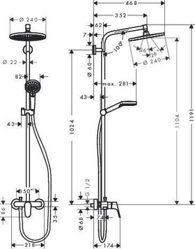 HG Showerpipe CROMETTA S 240 1JET DN 15, mit Einhebelmischer chrom