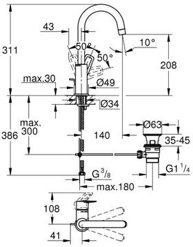 Grohe Einhand-Waschtischbatterie BAULOOP 1/2Zoll L-Size chr