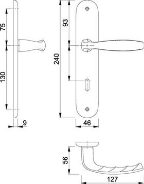 Langschildgarnitur NY 1810/273P Alu.F1 OB 72mm DIN L/R HOPPE